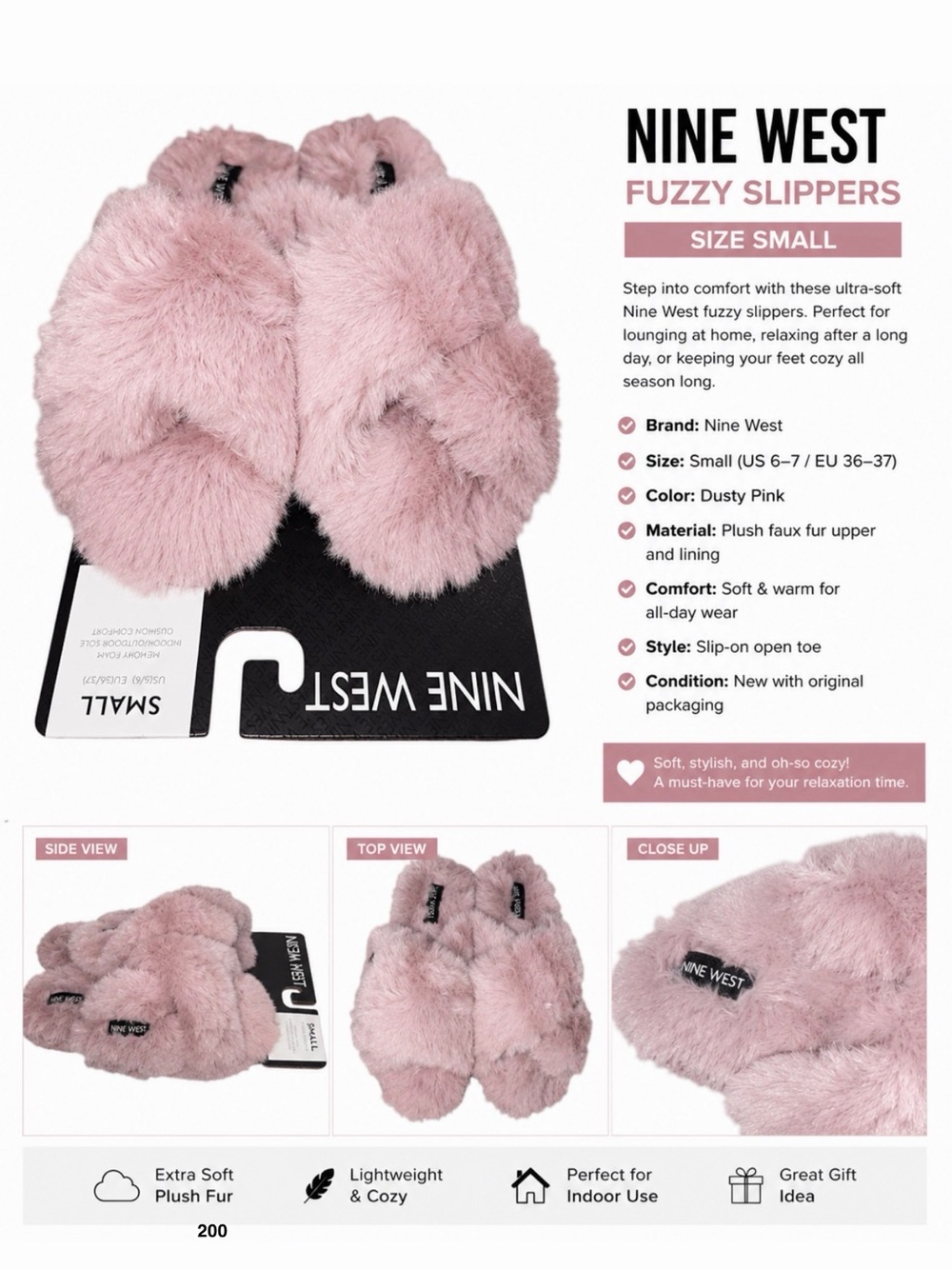 *new* Nine West Fuzzy Slippers - Small 6-7